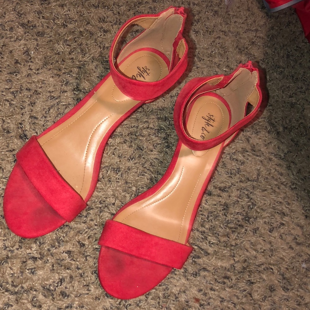 Red strappy heels